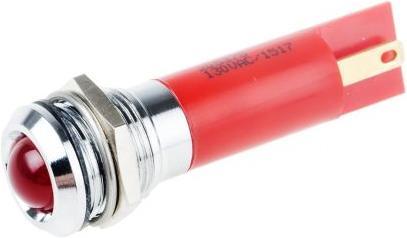 Produktbild RS PRO LED erhaben 12mm chrom 130Vac rot