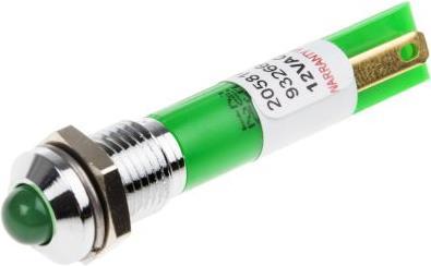 Produktbild RS PRO LED erhaben 8mm chrom 12Vac/dc grün