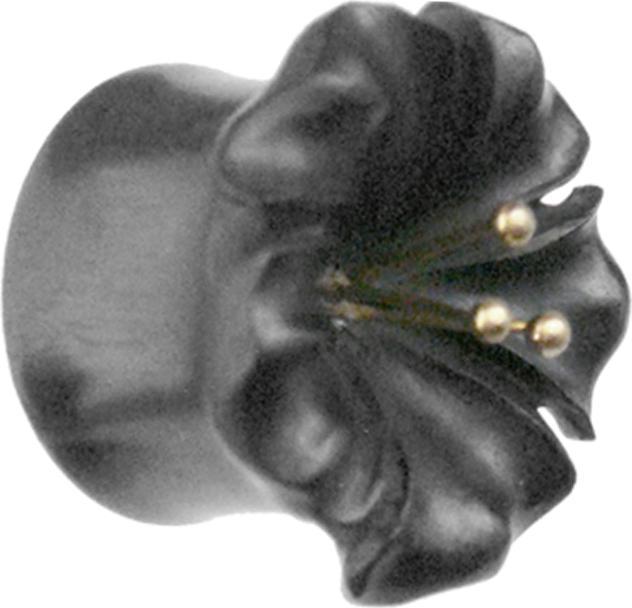 Image du produit Star Piercing Flared Plug Fleur en bois d'arang (Laiton, Organique)