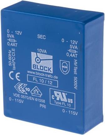 Produktbild Block Transformator FL PCB 10VA 2x12V
