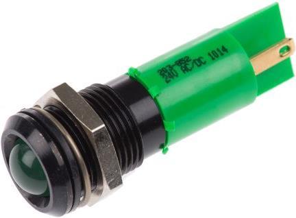 Produktbild RS PRO LED erhaben 14mm schwarz 24Vdc grün