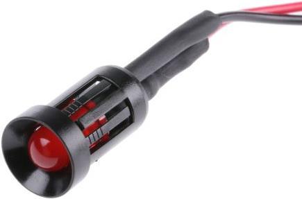 RS PRO 8mm HE red LED recessed,24Vdc 50mm lead