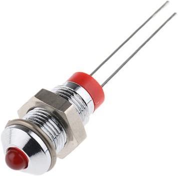 Produktbild RS PRO LED erhaben 6mm chrom Lötpins 2Vdc rot