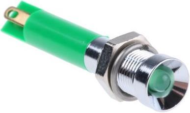 Produktbild RS PRO LED versenkt 6mm chrom 12VDC grün