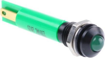 Produktbild RS PRO LED erhaben 8mm schwarz 230Vac grün
