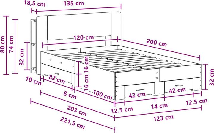 Produktbild vidaXL Bettrahmen (120 x 200 cm)
