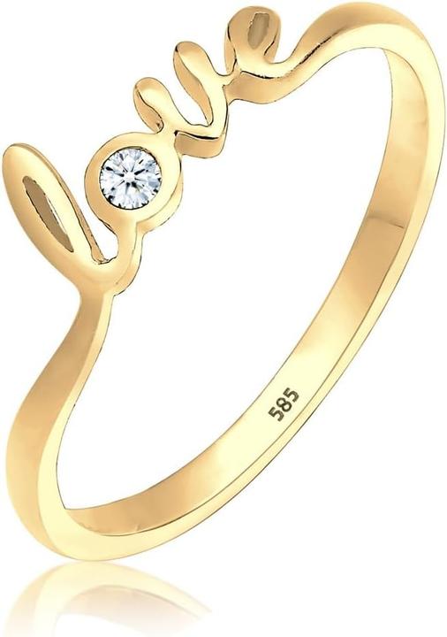 Elli Love Letter Diamond Ring with Brilliant Cut (56, 585/14 K Gold)
