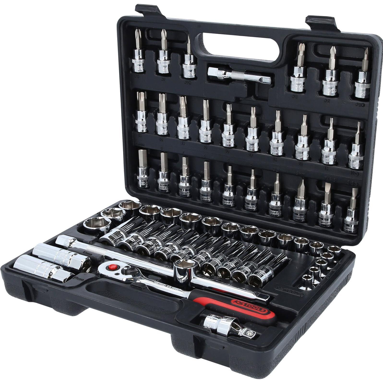 KS Tools, Steckschlüssel + Stecknuss, 3/8" CHROMEplus Steckschlüssel-Satz, 61 Teile, Flank Traction