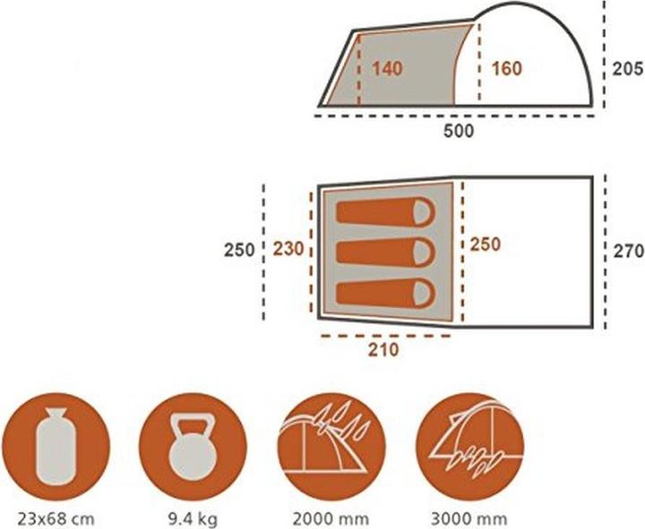 Produktbild Grand Canyon Fraser 3 (Tunnelzelt, 9.40 kg, 3 Personen)