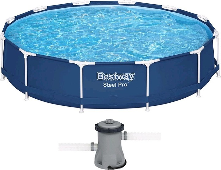 Immagine prodotto Bestway Set piscina Pro Frame in acciaio con pompa filtro Ø 366 x 76 cmRound (366 x 76 cm)