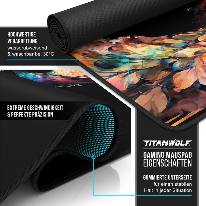 Actual product image Titanwolf Gaming Mouse Pad, 900 x 400mm XXL Speed Gaming Mouse Mat, Mousepad Extra Large Surface, Black (XXL)