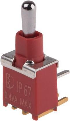 Produktbild RS PRO Kippschalter 1-polig E-A-E 0.4VA@20VUC