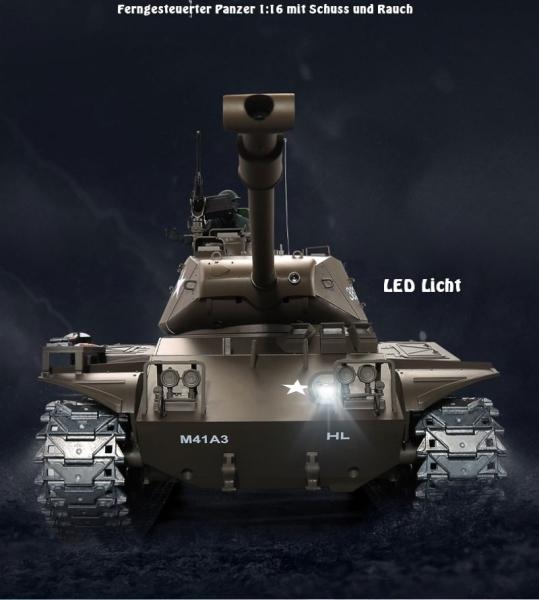 Immagine prodotto Es-toys Carro armato RC M41 A3 "WALKER BULLDOG" Heng Long 1:16 con R&S, cambio in metallo e cingoli in (RTR pronto all'uso)