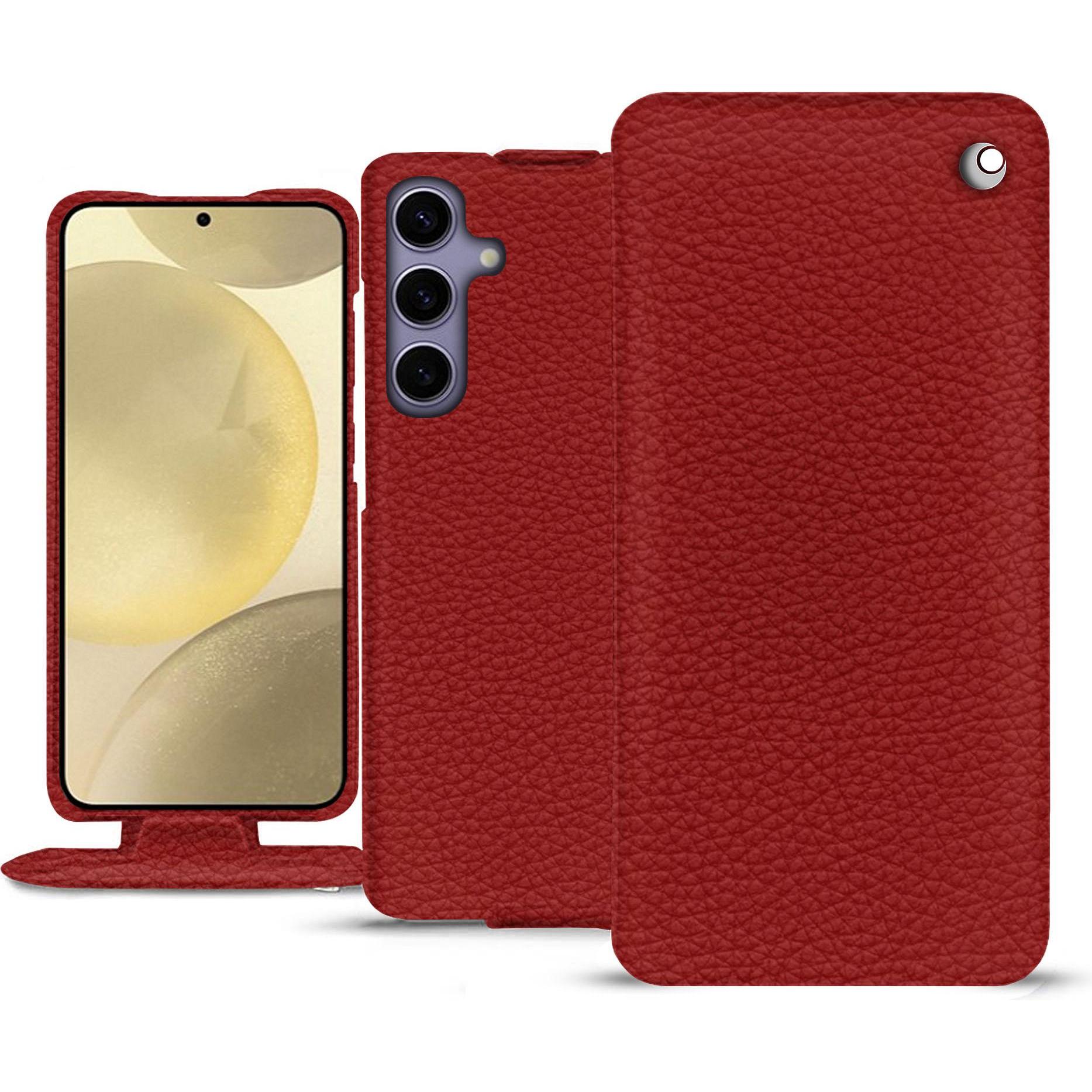 Noreve Lederschutzhülle vertikal (Samsung Galaxy S24+), Smartphone Hülle, Rot