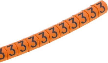 Produktbild HellermannTyton Kabelmarkierer 2,25-5,0mm "3" orange (129 mm, 250 Stk.)