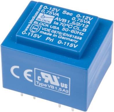 Produktbild Block Transformator PCB 1.5VA 2x12V
