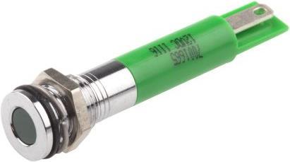 Produktbild RS PRO 8mm flush satin chrome LED, green 12Vdc
