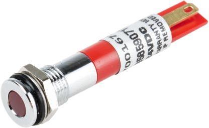 Produktbild RS PRO 8mm flush satin chrome LED, red 24Vdc