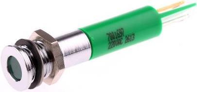 Produktbild RS PRO 8mm flush satin chrome LED, green 220Vac