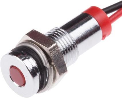 Produktbild RS PRO 6mm flush satin chr LED wires, red 2Vdc