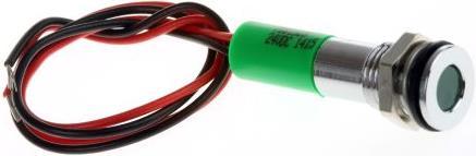 Produktbild RS PRO 8mm flush satin chr LED wires, grn 24Vdc