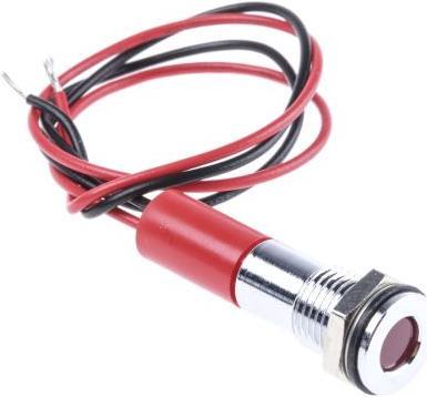 Produktbild RS PRO 8mm flush satin chr LED wires, red 24Vdc