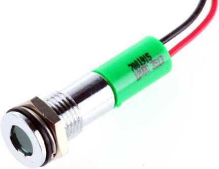 Produktbild RS PRO 8mm flush satin chr LED wires, grn 12Vdc