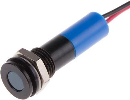Produktbild RS PRO LED 8mm Chromblende 12Vdc Blau +Kabel