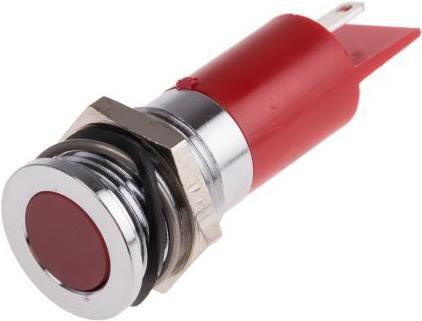 Actual product image RS PRO 14mm flush bright chrome LED, red 24Vdc