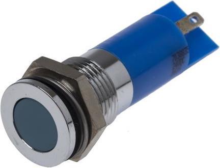 Produktbild RS PRO 14mm flush satin chrome LED, blue 24Vdc