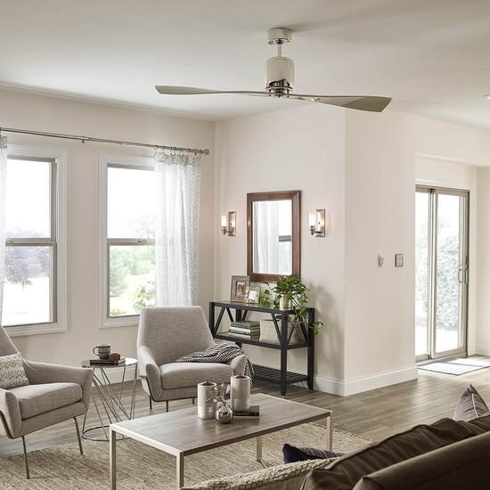 Actual product image Elstead Lighting Ferron silent ceiling fan Ø152cm DC motor + remote control champagne clear