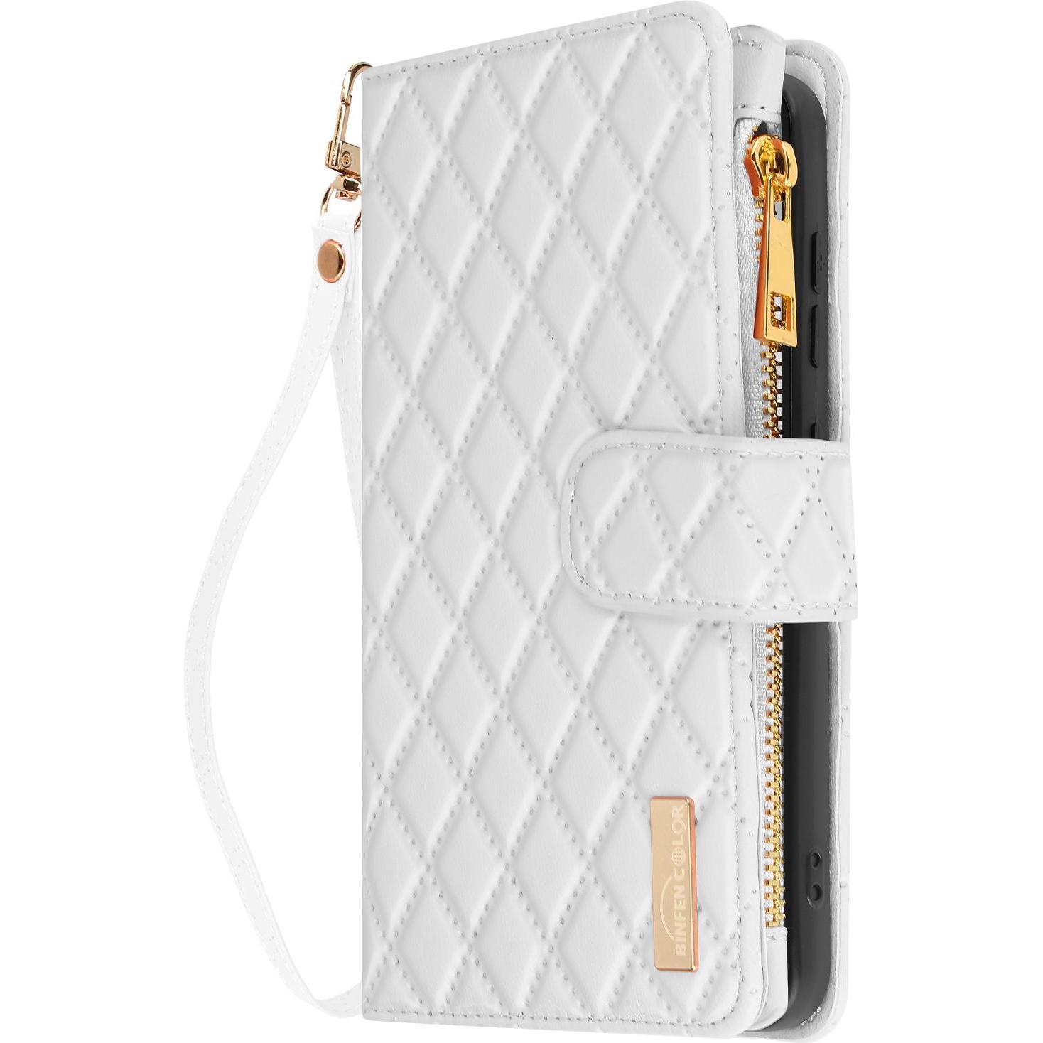 Thumbnail - Avizar Quilted Charm Wallet Cover Series (Samsung Galaxy S24), Smartphone Hülle, Weiss