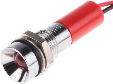 Produktbild RS PRO 8mm vertieft verchro LED Dräht rot 24VDC