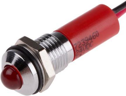 Produktbild RS PRO 8mm vorsteh verchro LED Drähte rot 24VDC