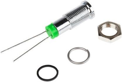 Actual product image RS PRO 6mm flush bright chrome LED, green 2Vdc