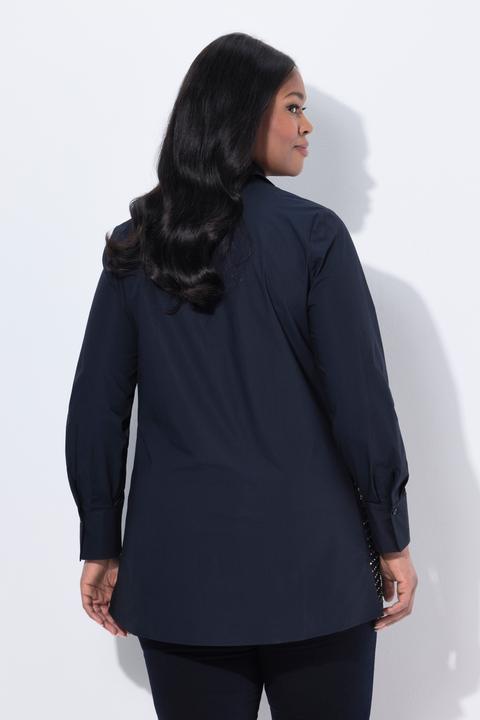 Image du produit Ulla Popken Chemisier évasé avec strass, col chemise et manches longues (58)