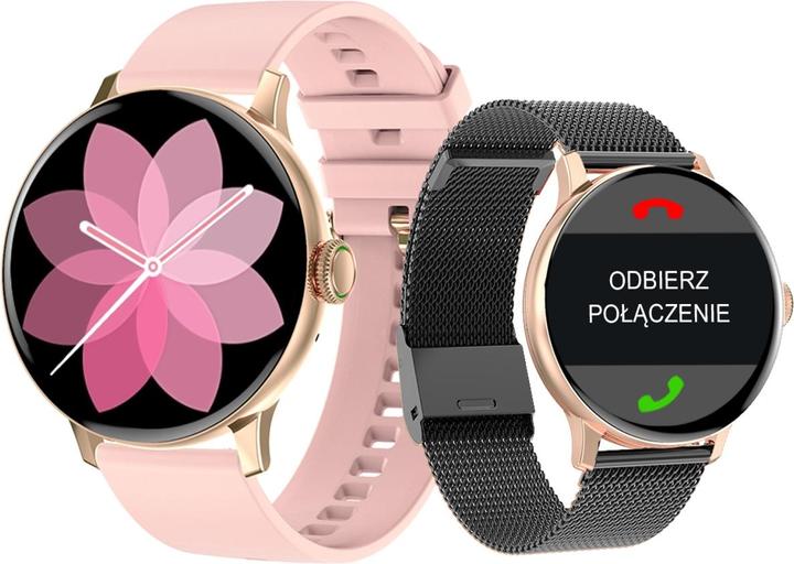 Immagine prodotto Giewont Smartwatch da donna GW330-4 Oro Rosa Polvere Cinturino in Silicone + Bracciale Nero (42 mm)