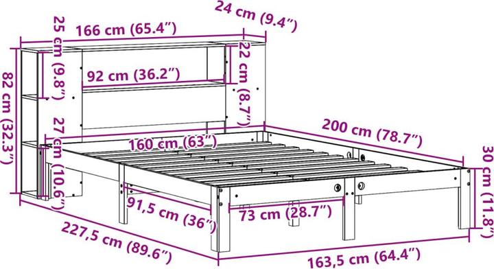 Produktbild vidaXL Bett mit Regal (160 x 200 cm)
