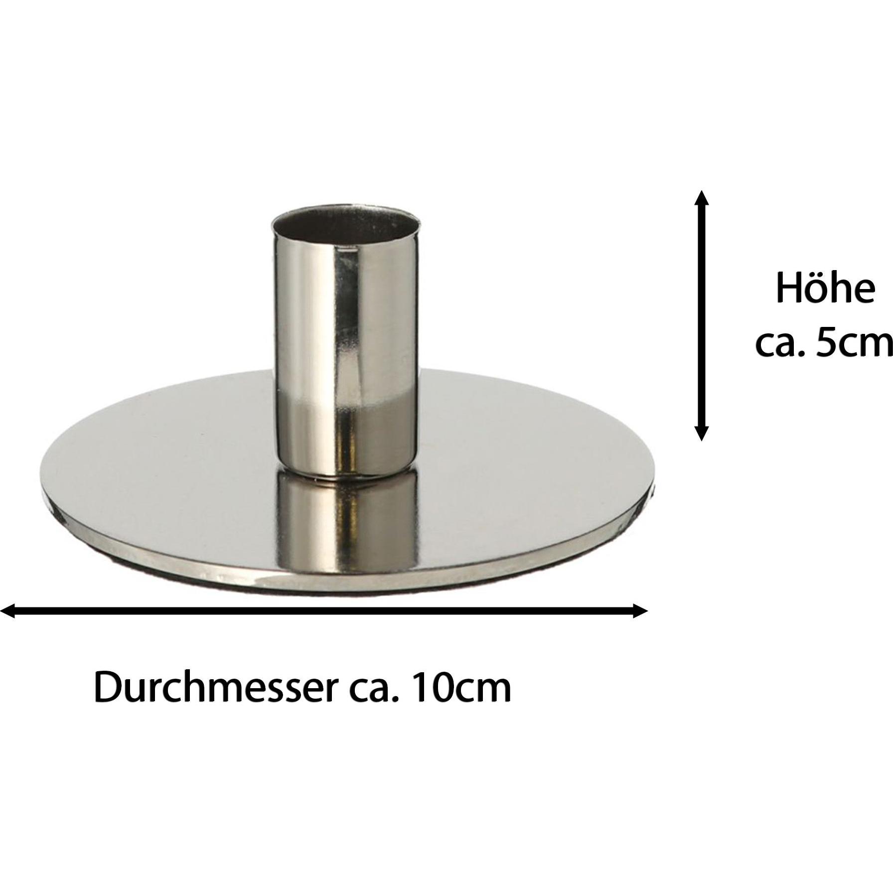 Thumbnail - Novaliv, Kerzenständer, 4er-Set Stabkerzenhalter SILBER Weihnachtsdekoration candle holder 10x5cm Metall mit LED