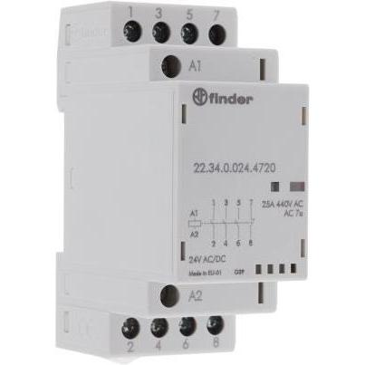 Finder Modular contactor 3NO+1NC 25A 24V ac/dc, Relais