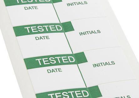 Produktbild RS PRO Etikett,Stoff,Vin.,gr. "TESTED",38x15mm