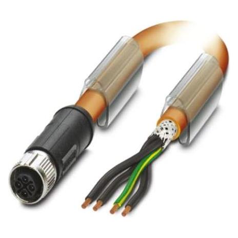Phoenix Contact M12 SAC kabel, S-gecodeerd, 3-pos. + PE, Kabels + Stekkers, Zwart, Groen, Geel
