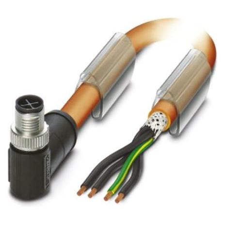 Phoenix Contact M12 SAC kabel, S-gecodeerd, 3-pos. + PE, Kabels + Stekkers, Zwart, Groen, Geel