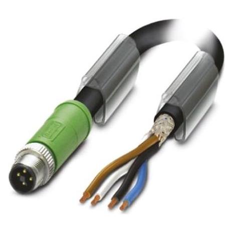 Phoenix Contact M12 SAC kabel, afgeschermd, T-gecodeerd, 4-pos., Kabels + Stekkers, Bruin, Wit, Blauw, Zwart