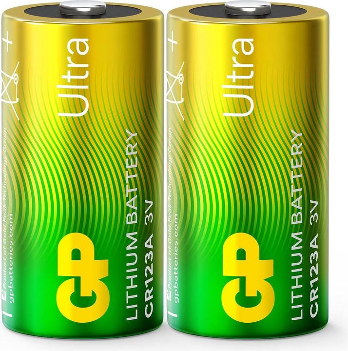 Produktbild GP Batteries GP Ultra Lithium Battery CR123A, 3V, 2-pack (2 Stk., RCR123A, 1500 mAh)