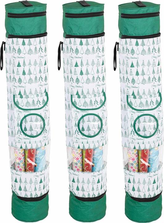Produktbild Novaliv 3x Aufbewahrung Ordnungssystem Geschenkpapier Organizer grün Geschenkpapierrollen