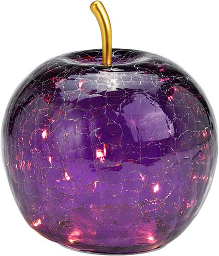 Produktbild G. Wurm Apfel mit 20er LED mit Timer aus Glas Dunkellila(B/H/T) 16x17x16cm