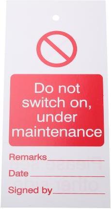 Image du produit RS PRO Lockout Tag "Do not switch..maintenance"