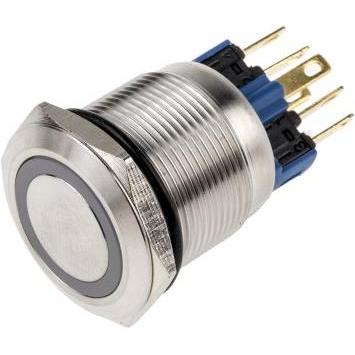 Rs Pro Switch Pushbutton Stainless White ring, Taster + Schalter, Silber