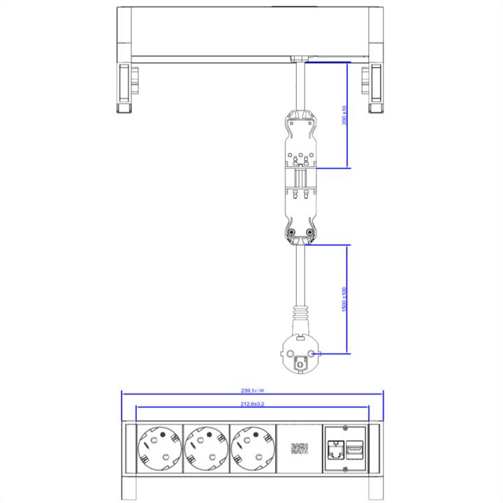 Actual product image Bachmann Desk 2 (5x, RJ45, USB-A, 1.50 m)